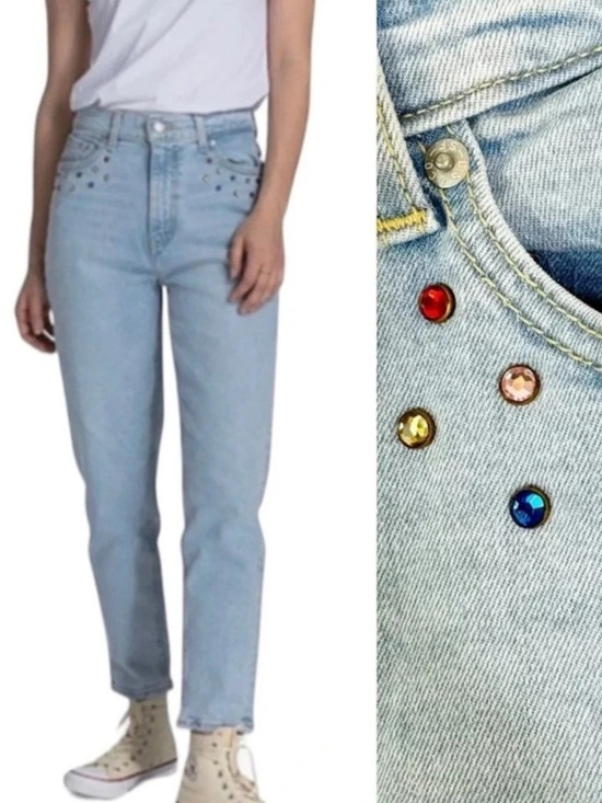 Levi's Denim - Levi’s Y2K Jewel Studded High Waisted Mom Jeans Light Wash Denim Size 24